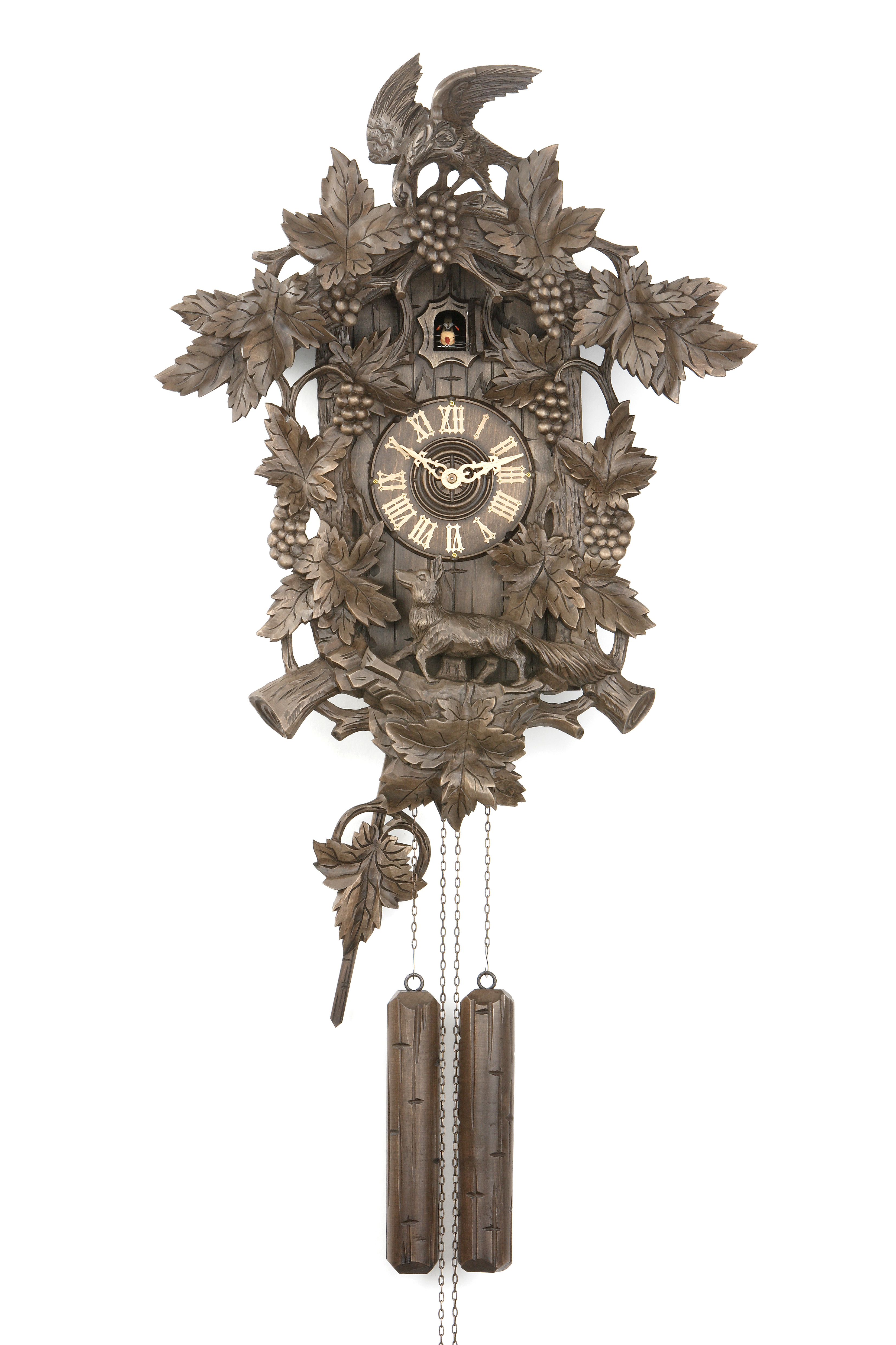 8 Days Cuckoo Clock with fox and grapes 8044dbr